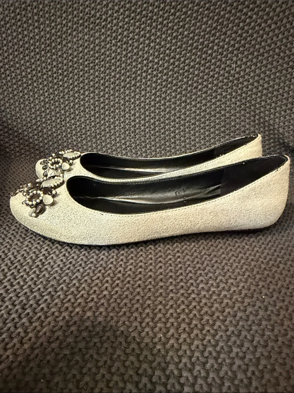 White House Black Market Silver Jeweled Ballet Flats